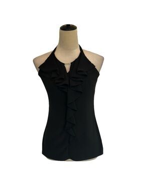 White House Black Market: Black, Tie Halter Top, Size Small